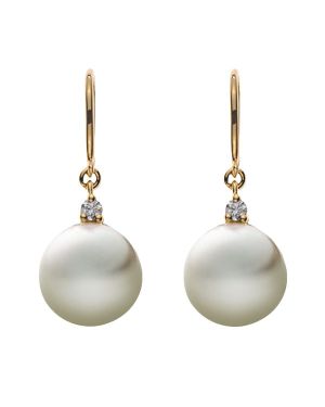 Ear hooks Essence Pearl| GG750 - 2 Pearls - 2 Diamonds 0.05 ct.