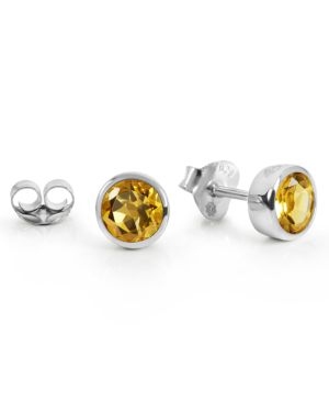 1 pair of stud earrings Serious Stone Round 7mm Citrine