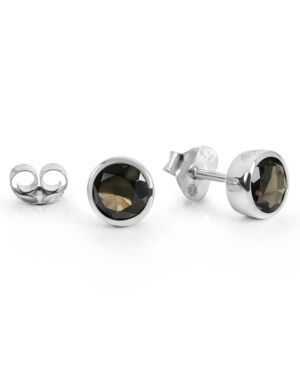 1 pair of stud earrings Ernst Stein Round 7mm Smoky Quartz